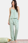 Zivame Coral Glaze Woven Pyjama Set - Granite Green — thumbnail 2
